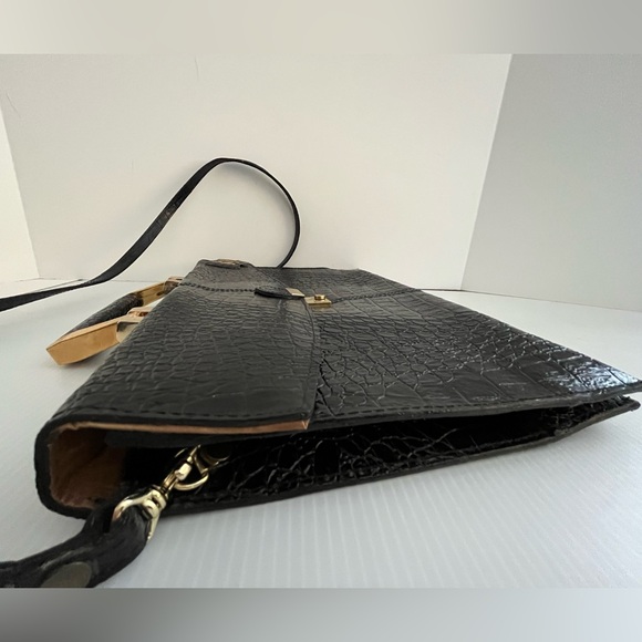 Vintage Genuine Reptile Embossed Patent Leather Small Briefcase/Shoulder Bag - Picture 8 of 16